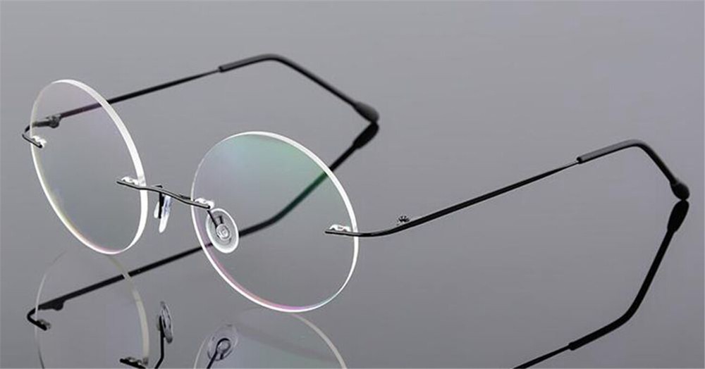 Round Rimless Clear Frame Nearsight Glasses Short Sight Negative