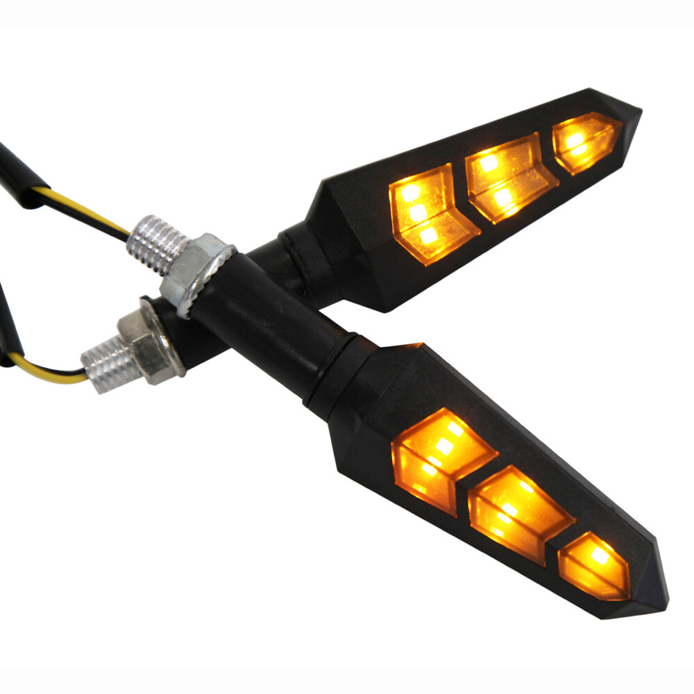 2PCS Universal Motorcycle Front Rear LED Amber Turn Signals Blinker Indicator