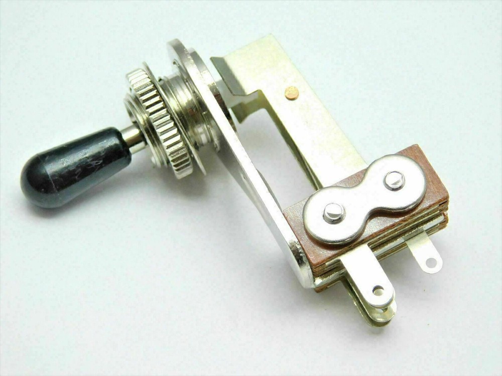 Right Angle 3-Way Toggle Switch for 2 Pickup Guitars Nickel with black tip