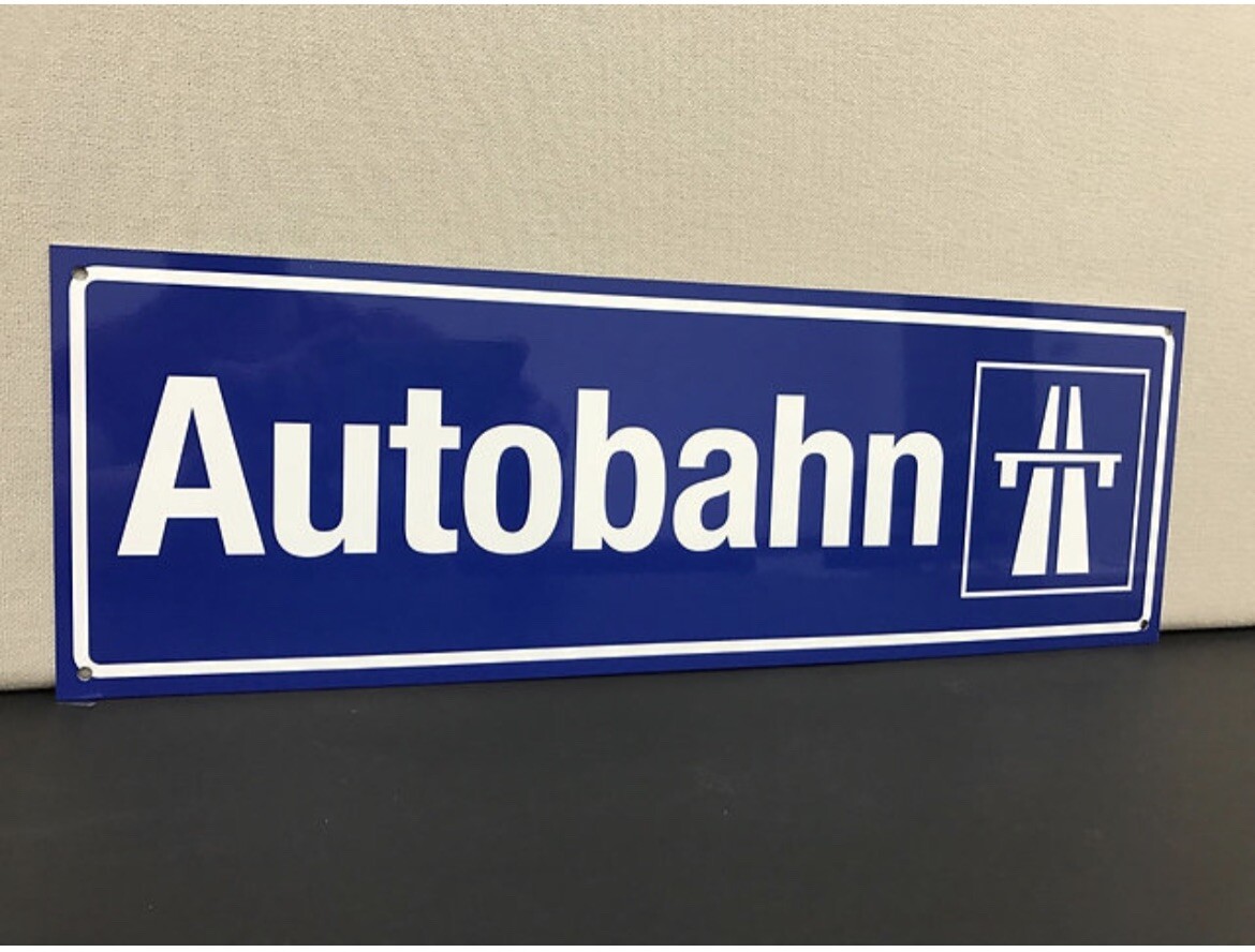 Autobahn road sign German European Porsche BMW Mercedes Audi vw