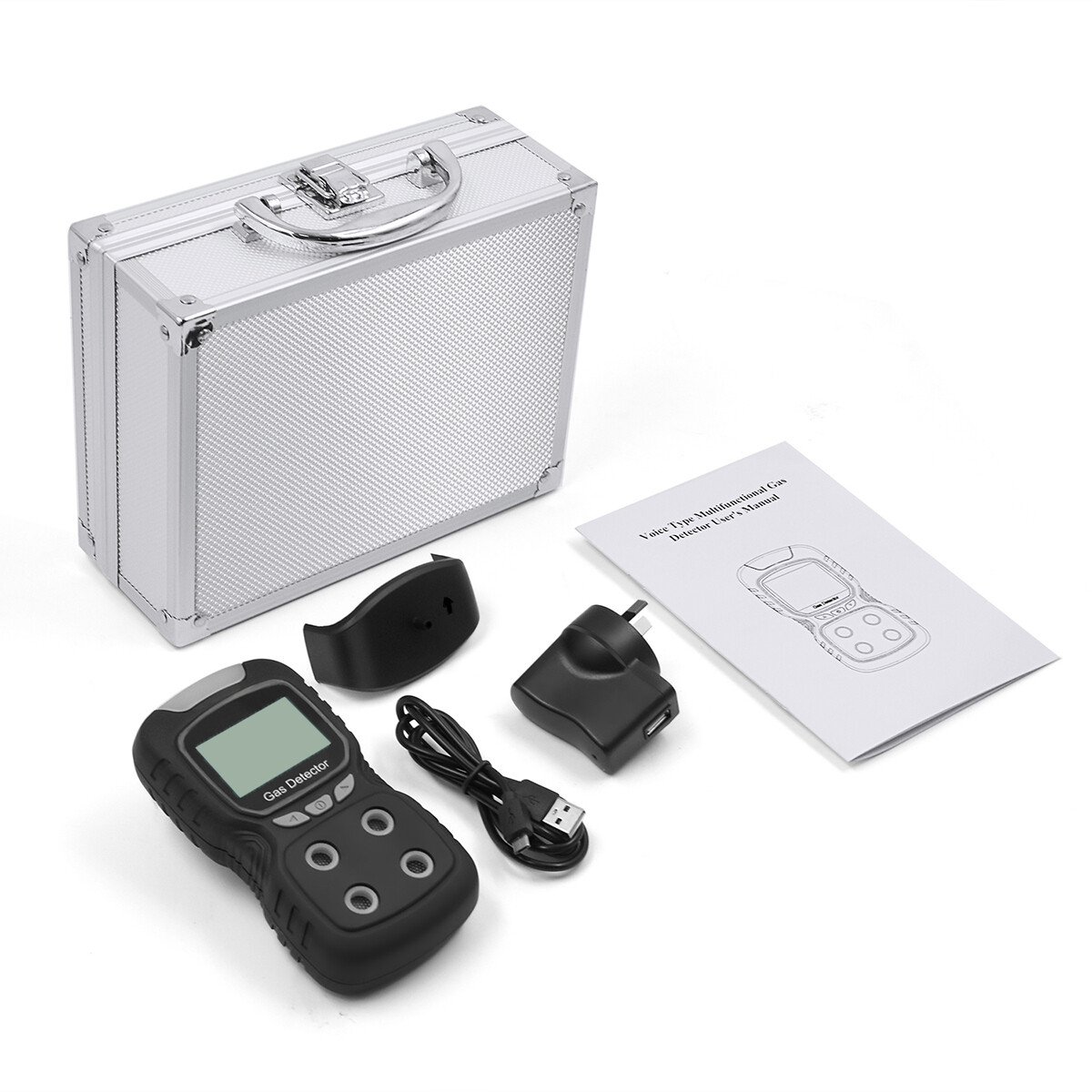 4-Gas Monitor Meter Tester Analyzer Portable Gas Detector Rechargeable Gas Clip