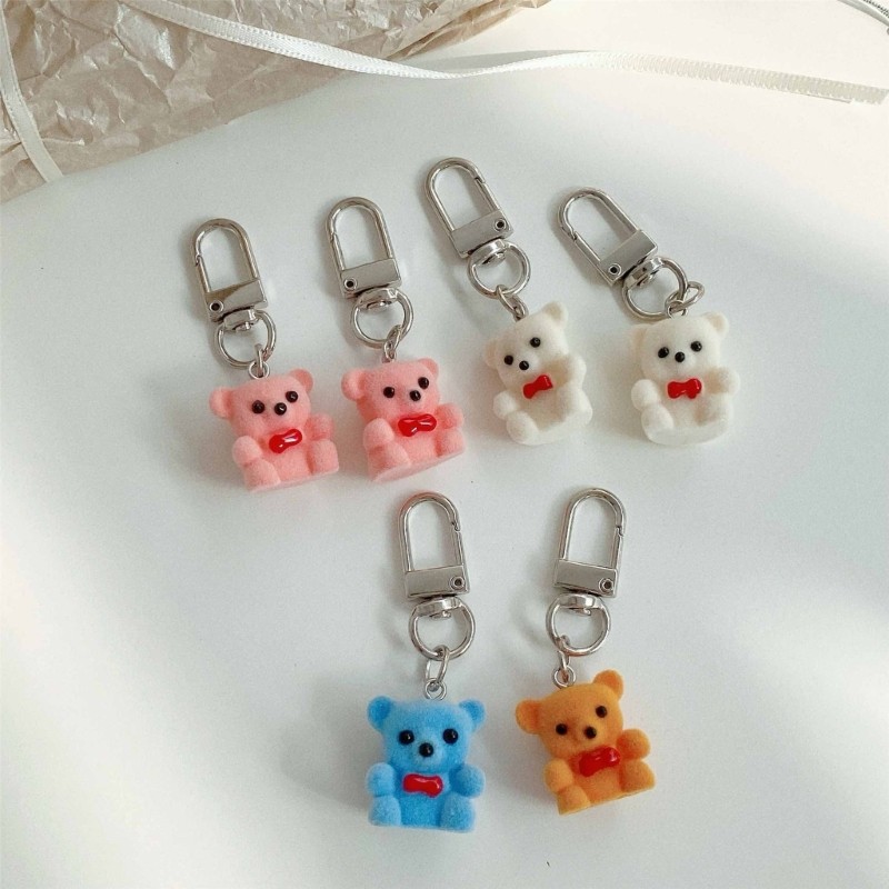 Lovely Small Bear Key Holder Soft Flocking Handmade for Personalize Use