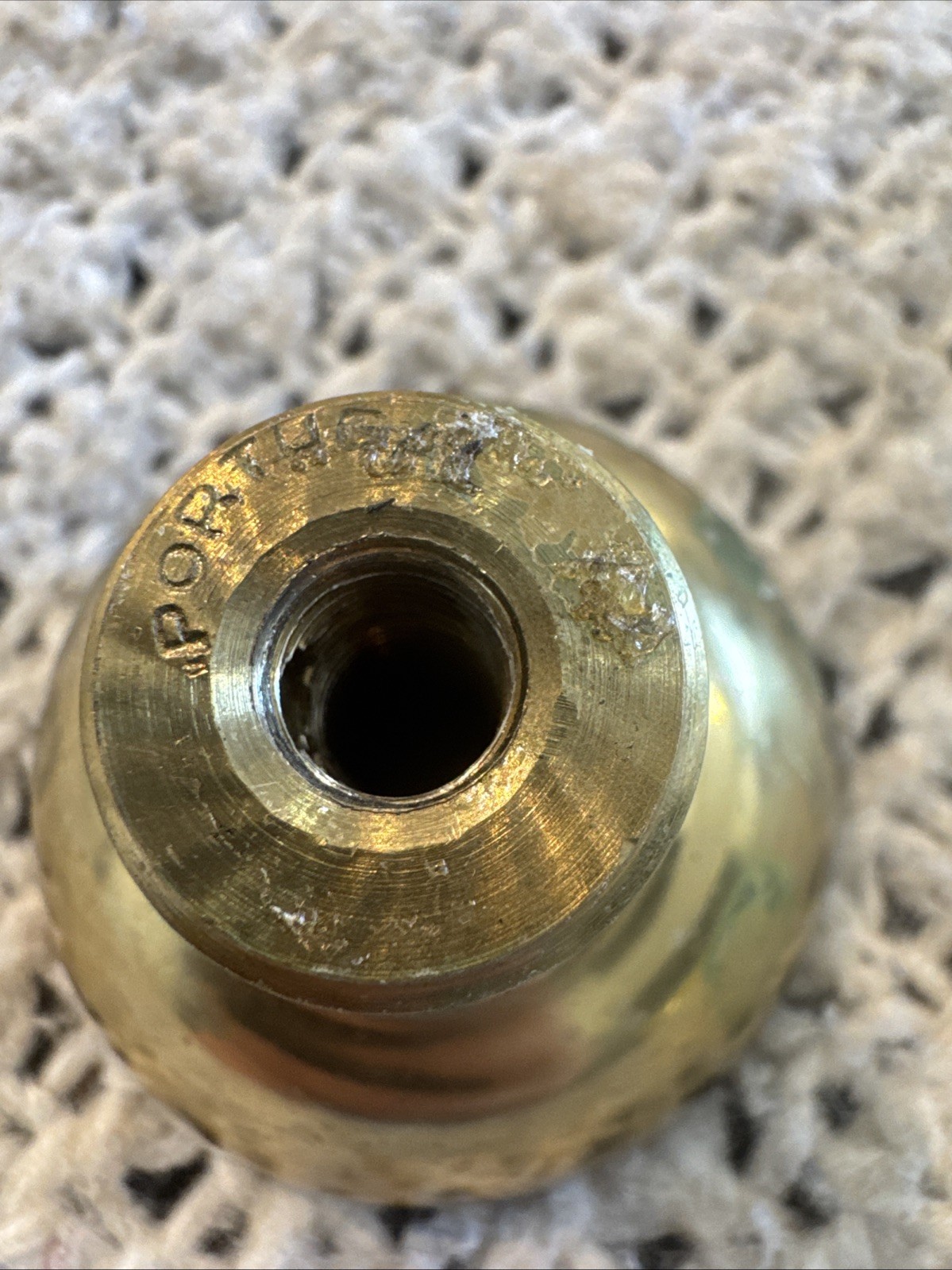 Vintage Ornate Solid Brass Door Knob, Portugal, Mid-Century, Floral Rosette