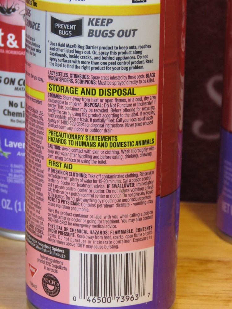 3 Cans Raid Ant & Roach Killer Spray Keeps Killing for Weeks Lavender Scent