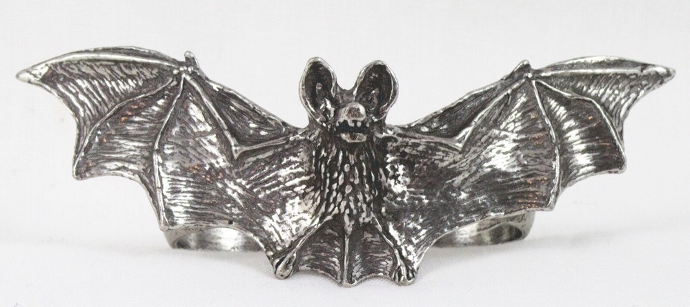 Alchemy Gothic Darkling Bat Double Shank Ring RARE!!