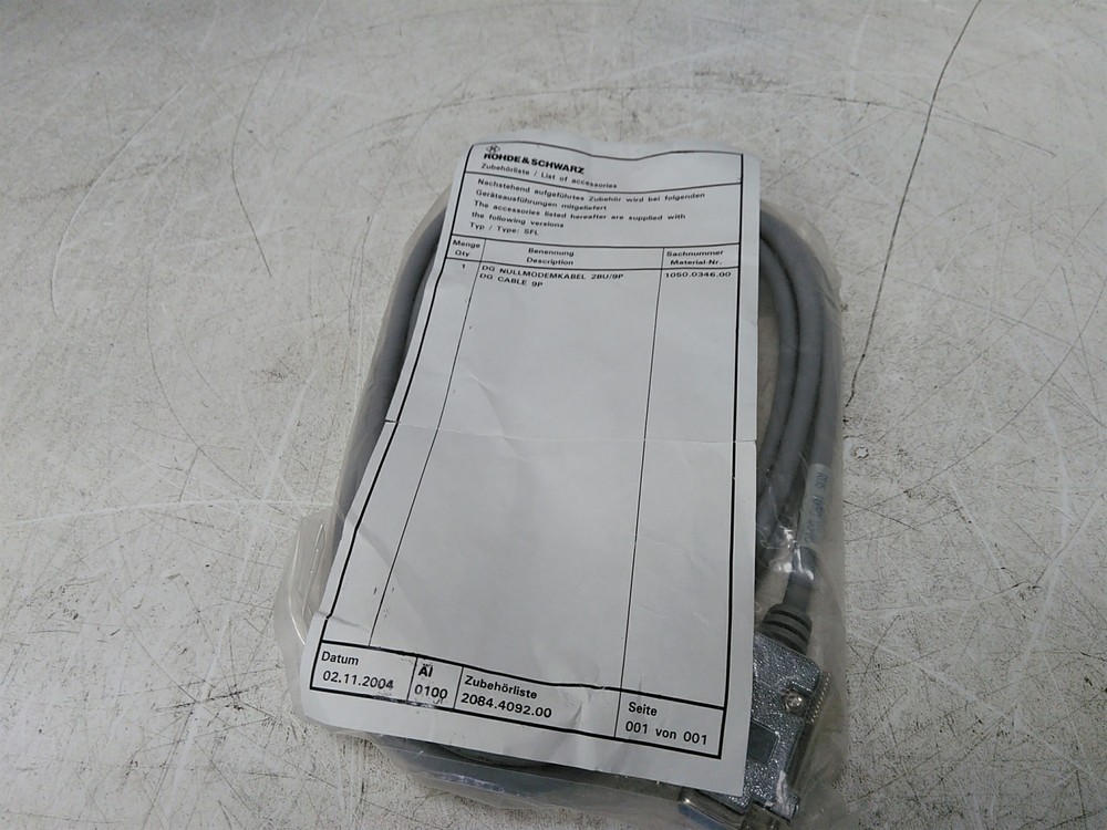 NEW Rohde & Schwarz 1050.0346.00 RS232 Update Cable