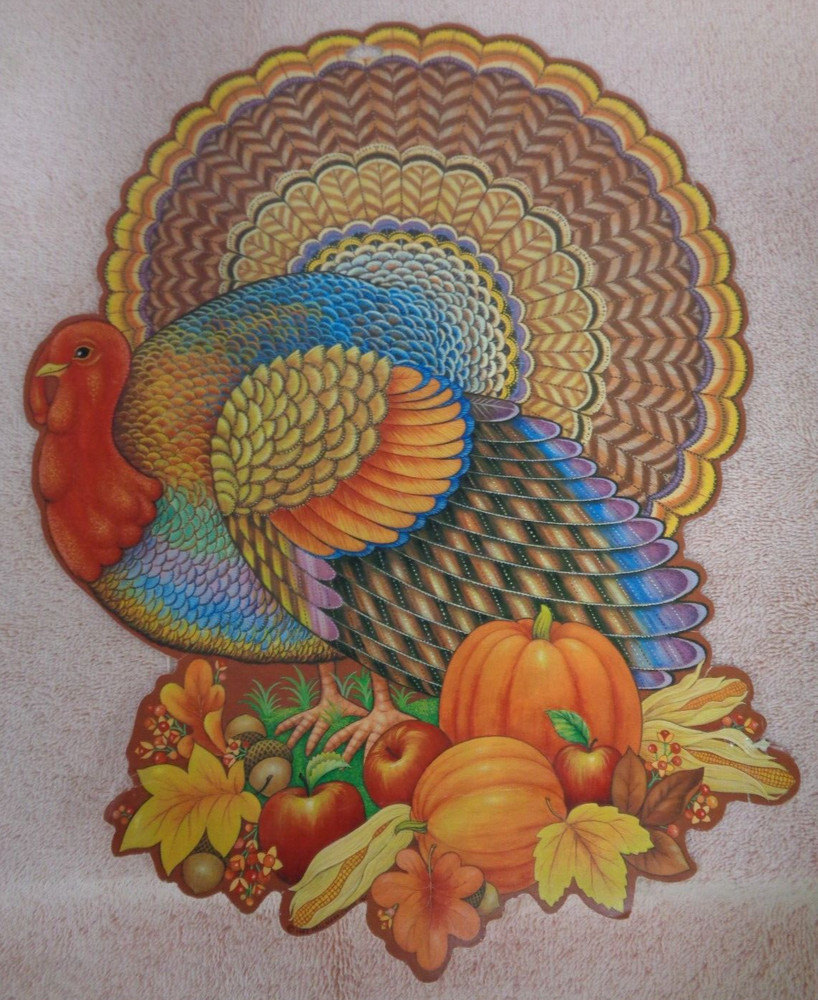 2 Thanksgiving Turkey Diecut Decorations - Double-Sided