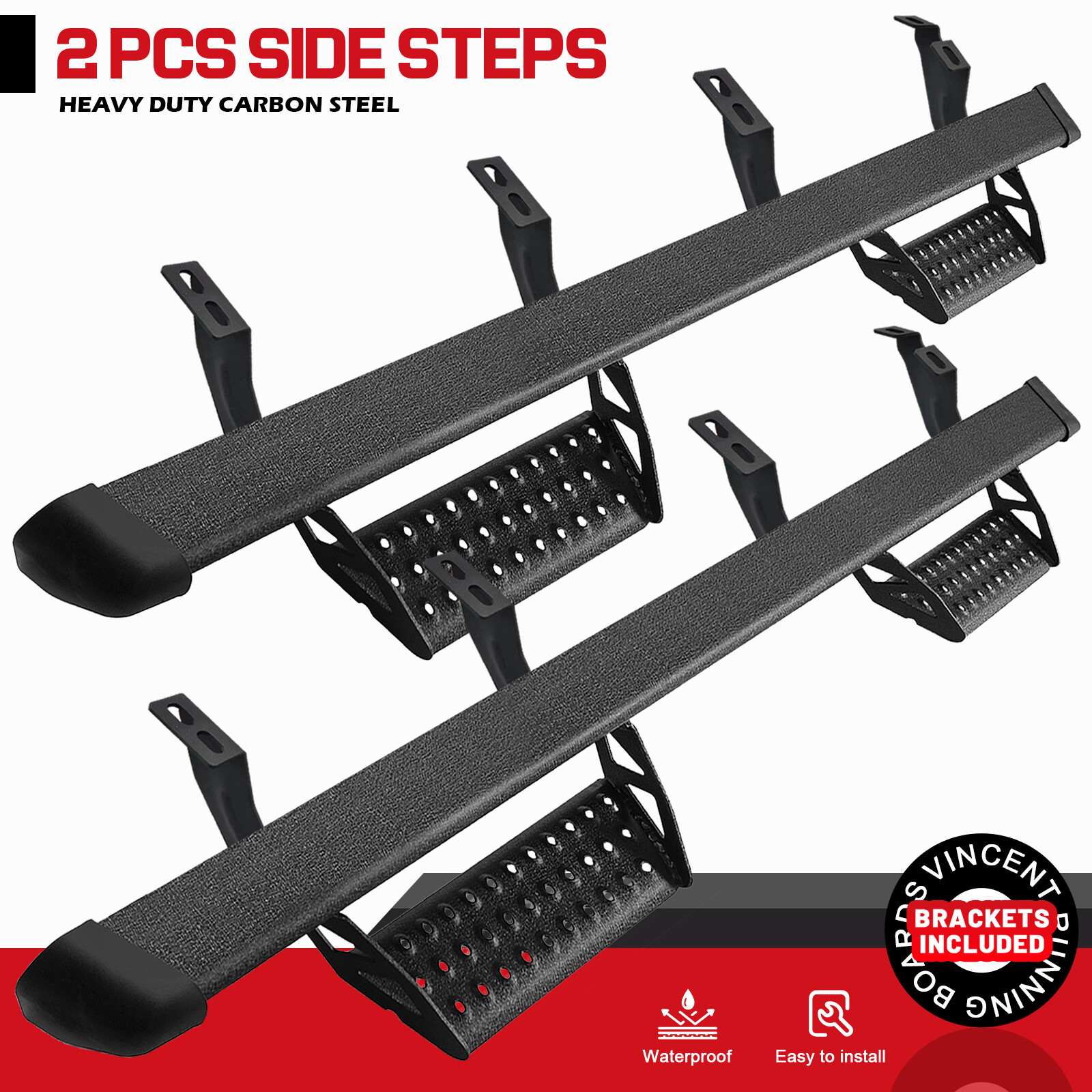 For 2024 Toyota Tacoma Double/Crew Cab 3" Drop Running Boards BLK Side Step BCTA