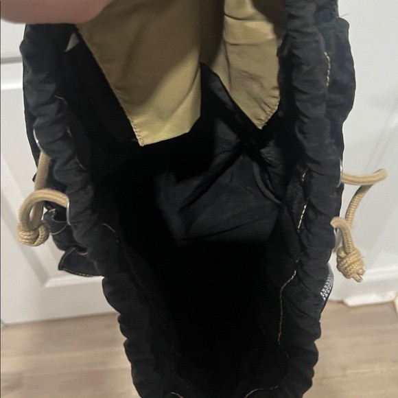 2003 Vintage Kipling Small Black Backpack with Tan Drawstrings