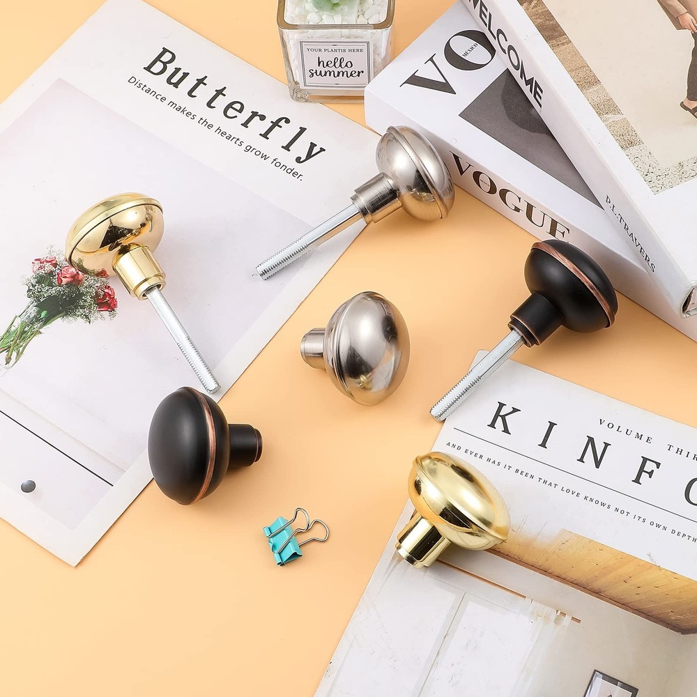 2 Pack Brushed Nickel Door Knob Set with Spindle, Old Style Door Knobs Replac...