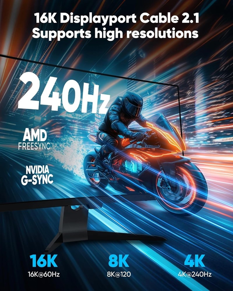Dynamic HDR Support 16K DP Cable 15FT for Gaming Enthusiasts