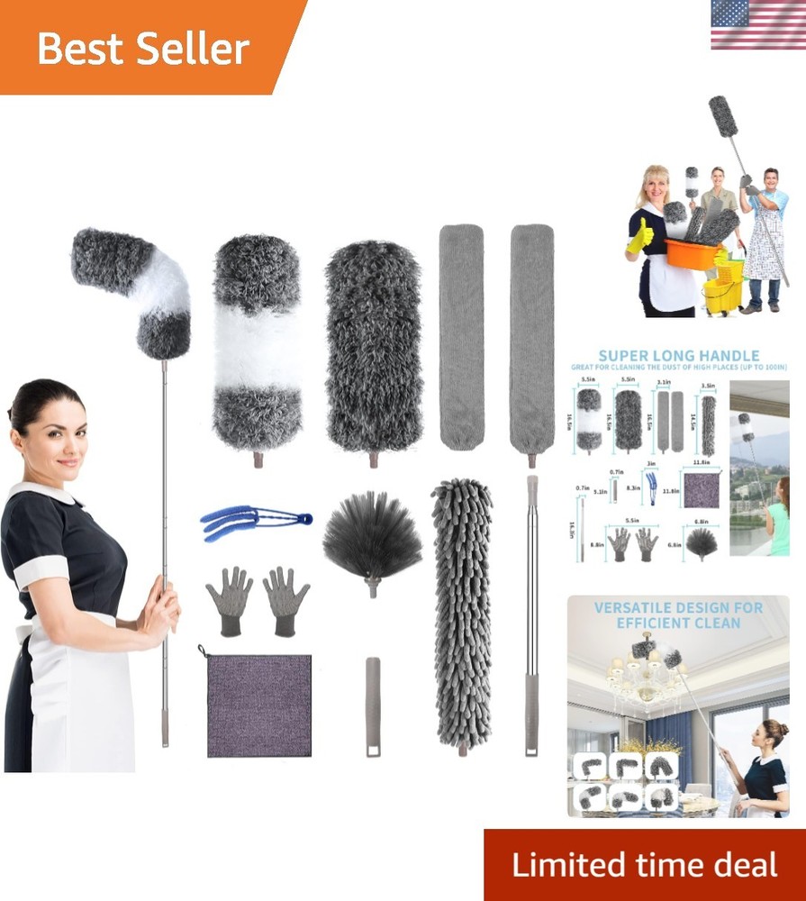 Versatile 11-Piece Dust Cleaning Set: Bendable Microfiber Dusters for Home & Car