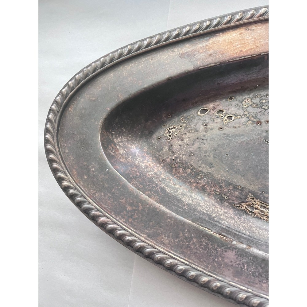 USN Officers' Open Mess Platter by R. Wallace, Silver Soldered, 25" Rope Rim