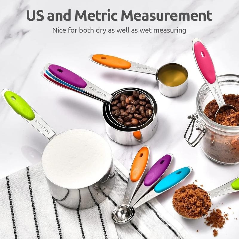 5 Pack-Stainless Steel Measuring Spoons Stackable Set，Measuring Set for Cooking