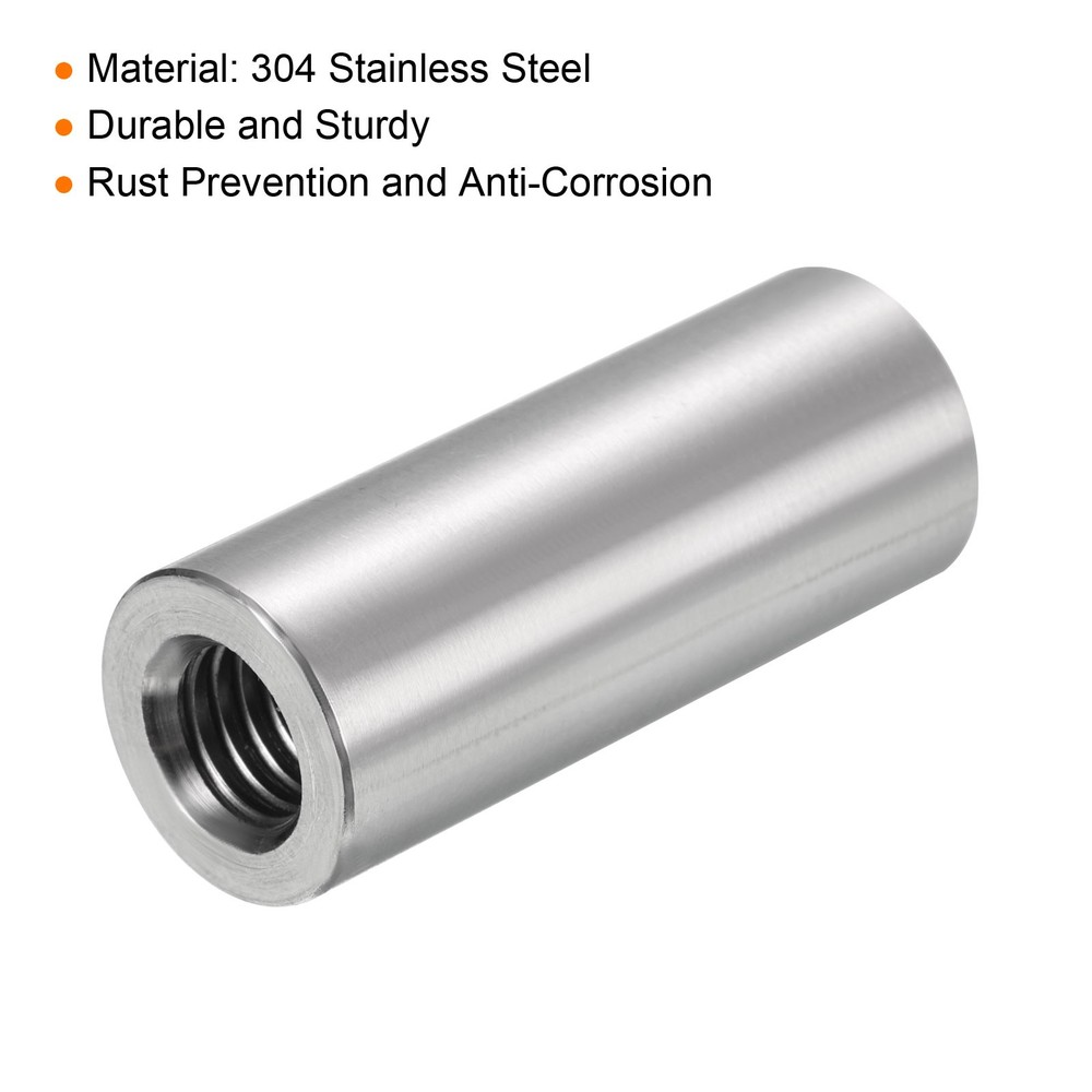 5Pcs Round Connector Nuts, M8x35x14mm Coupling Nut Sleeve Rod Bar Stud Nut