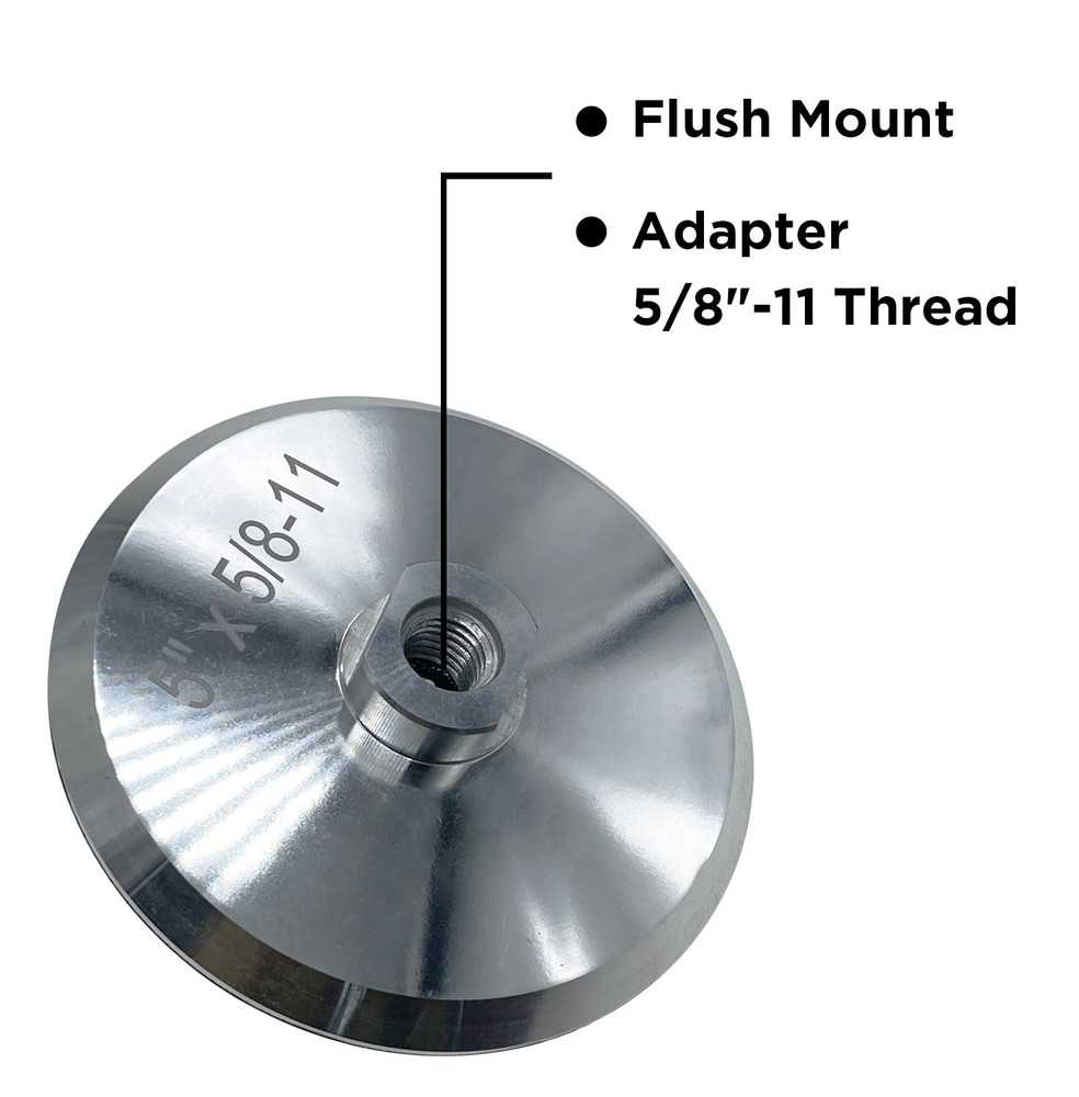 Aluminum Backer Pad, 5 Inch Hook and Loop Backing Pad, 5/8”-11 Threaded
