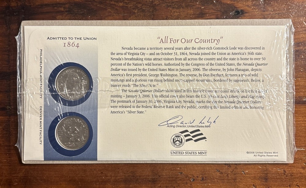 2006 Nevada P&D Uncirculated State Quarters - Sealed First Day Cover Envelope