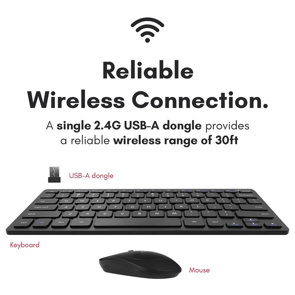 Macally Small Wireless Keyboard and Mouse Combo - an Essential Work Duo - 2.4G