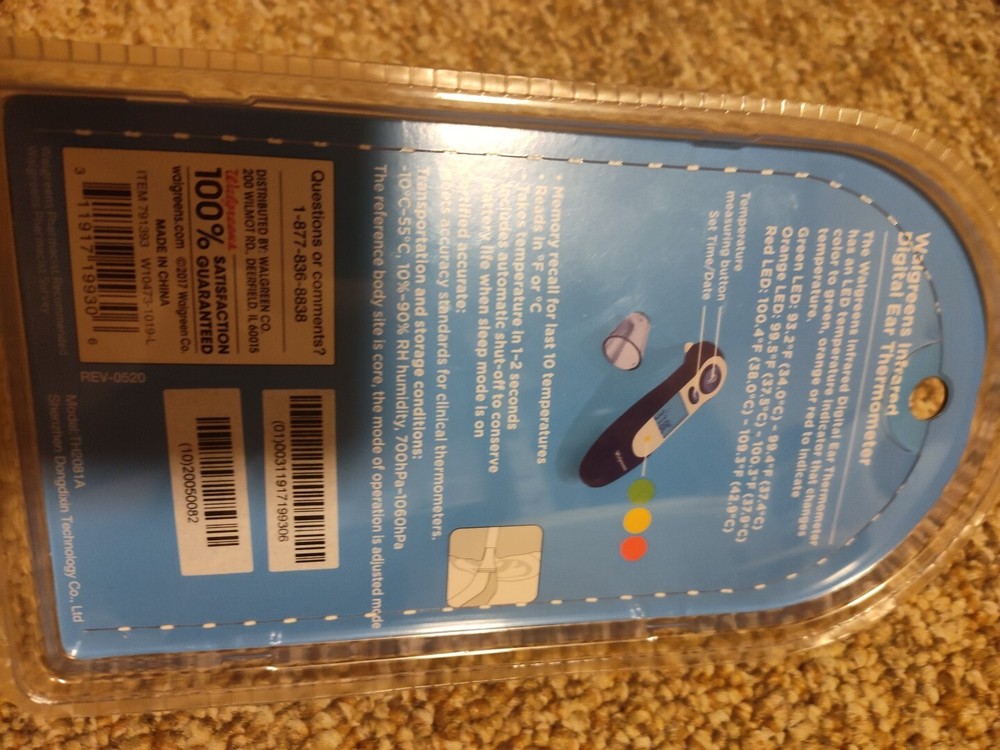 Walgreens Infrared Ear Digital Thermometer Memory Recall Last 10 Temperatures