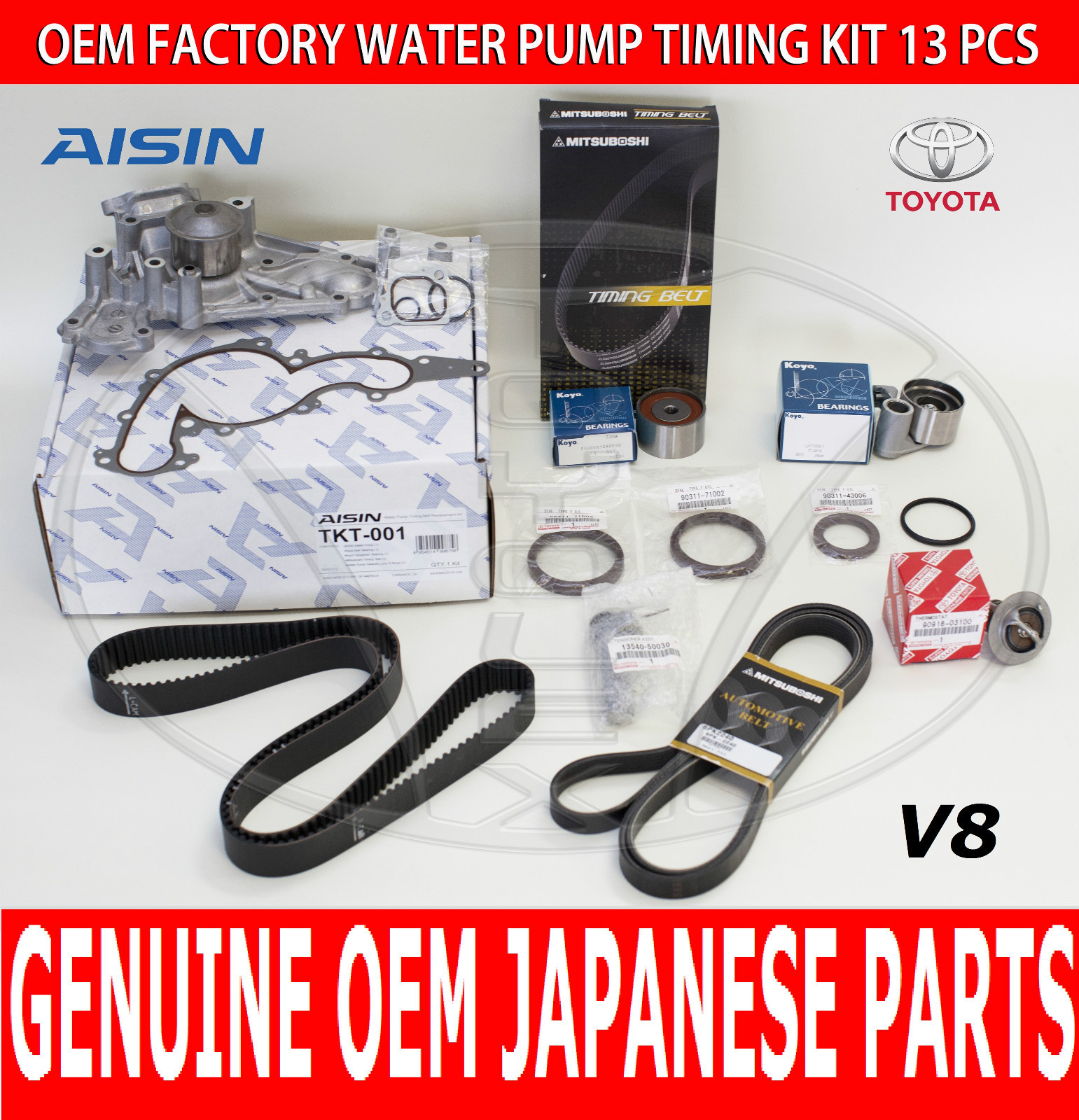 NEW TOYOTA TUNDRA 4.7 V8 07' - 09' OEM COMPLETE TIMING BELT WATER PUMP KIT