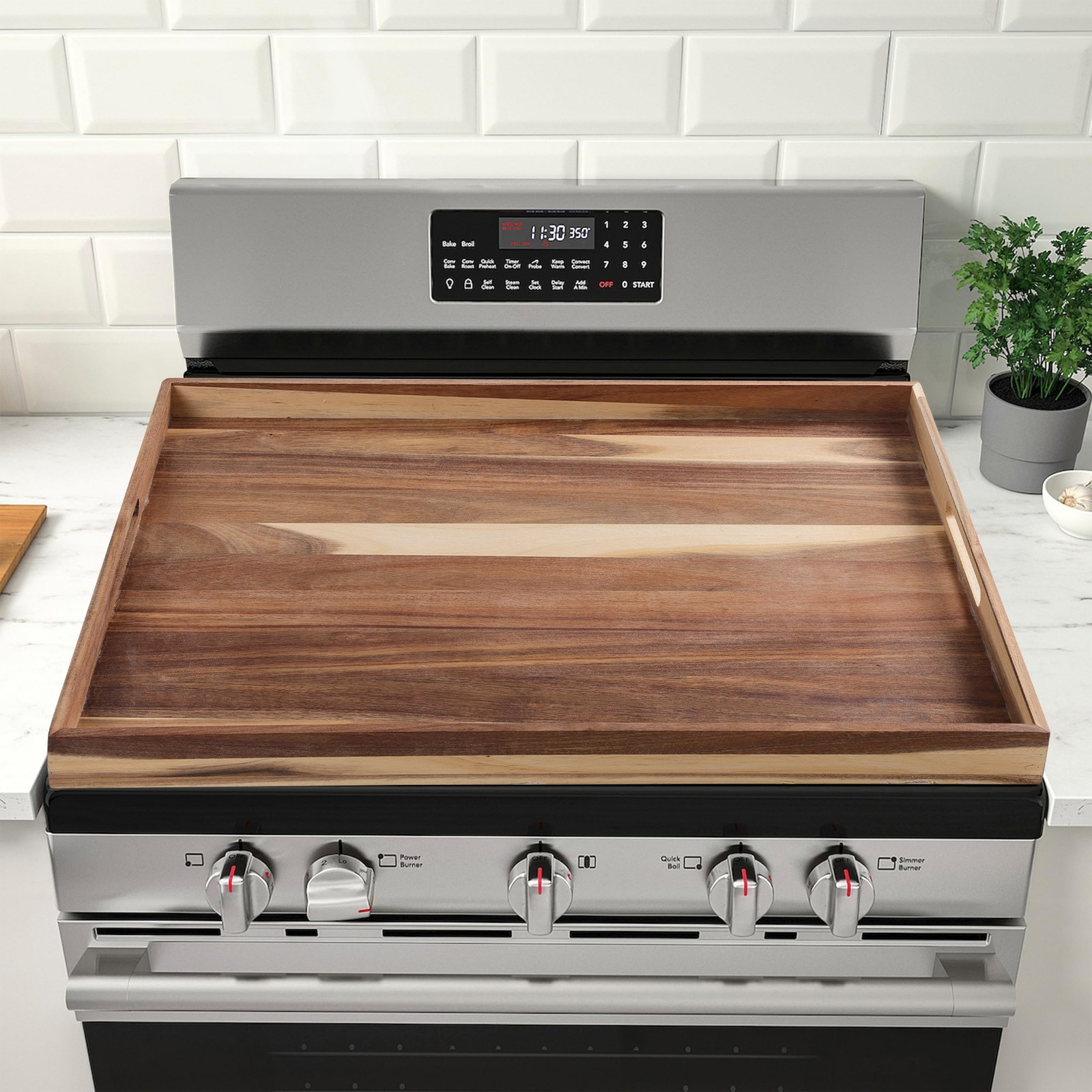 30"x22" Acacia Stove Cover Noodle Board w/ Juice Groove for Gas & Electric Stove