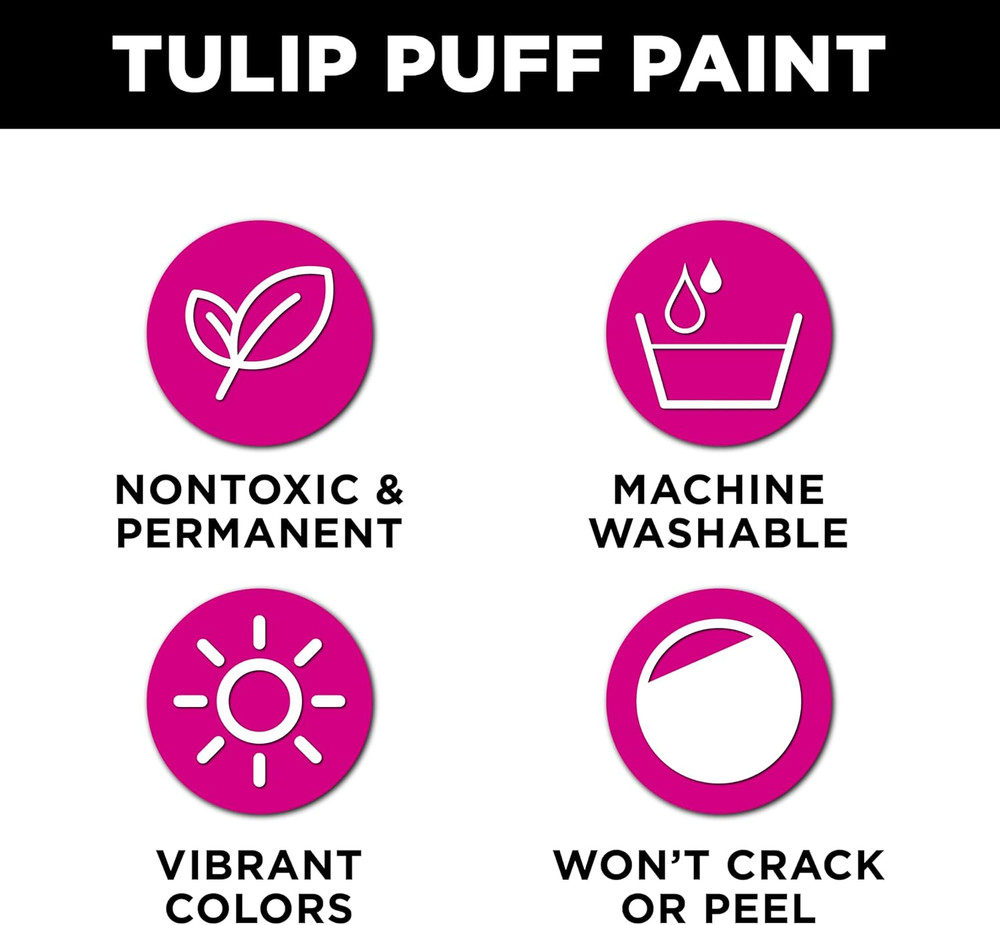 Puff Fabric Paint , Permanent Craft Paint for Clothes, DIY Projects, Notoxic, 4