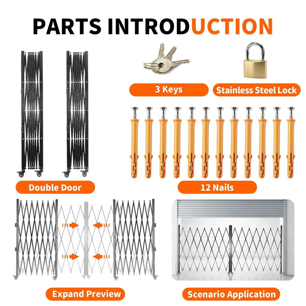 Double Folding Security Gate for Entry Security, Garage, Warehouse & Pool