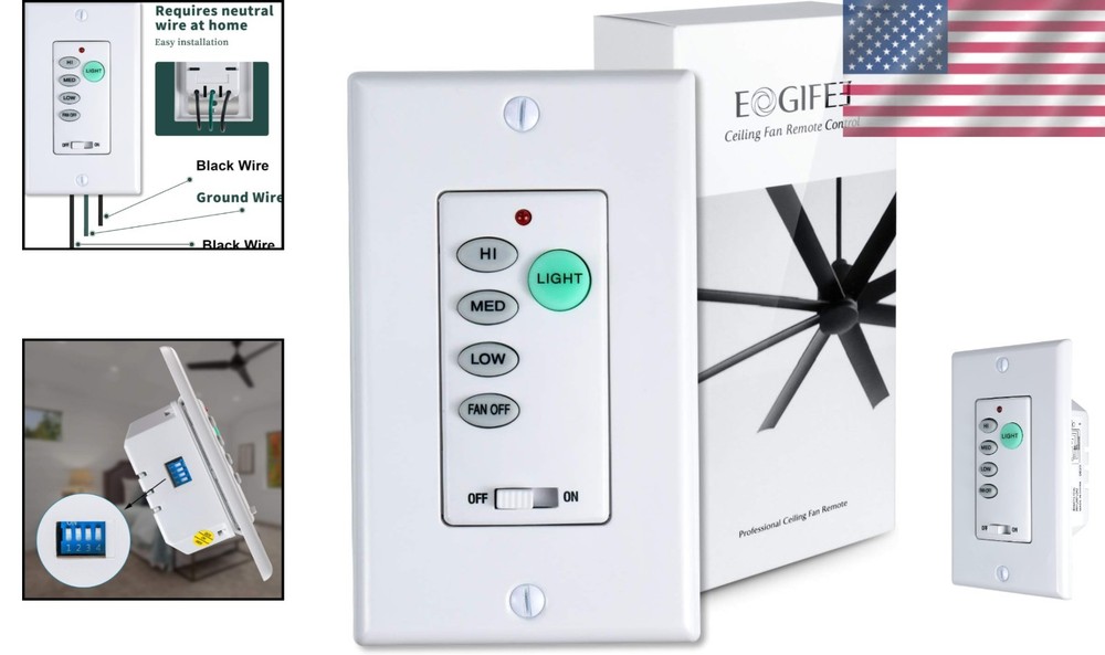 Wall-Mounted 3-Speed Fan Control & Light Dimmer - Compatible with Most Models