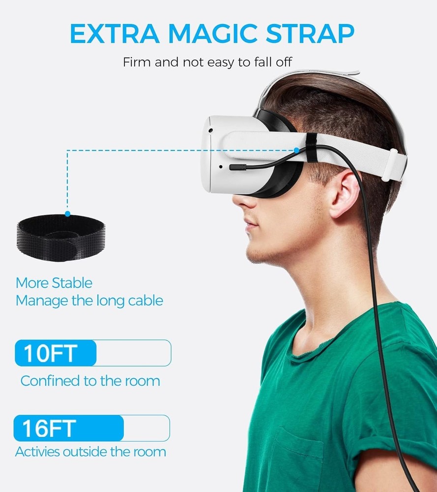 10FT High-Speed Link Cable for Meta/Oculus Quest 2/3/Pro - Flexible & Fast