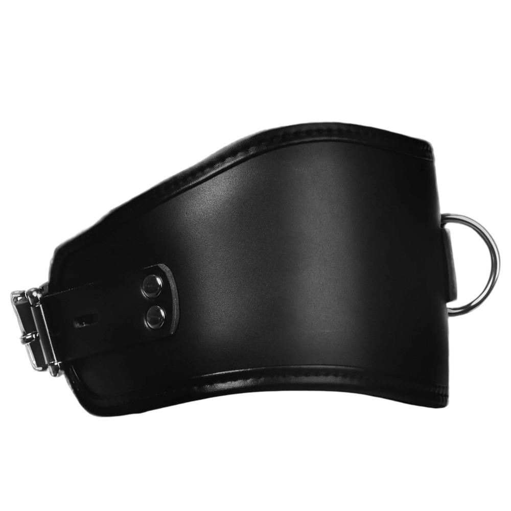 Lockable Padded Neck Restraint Adjustable Collar with Ring BDSM Posture Support