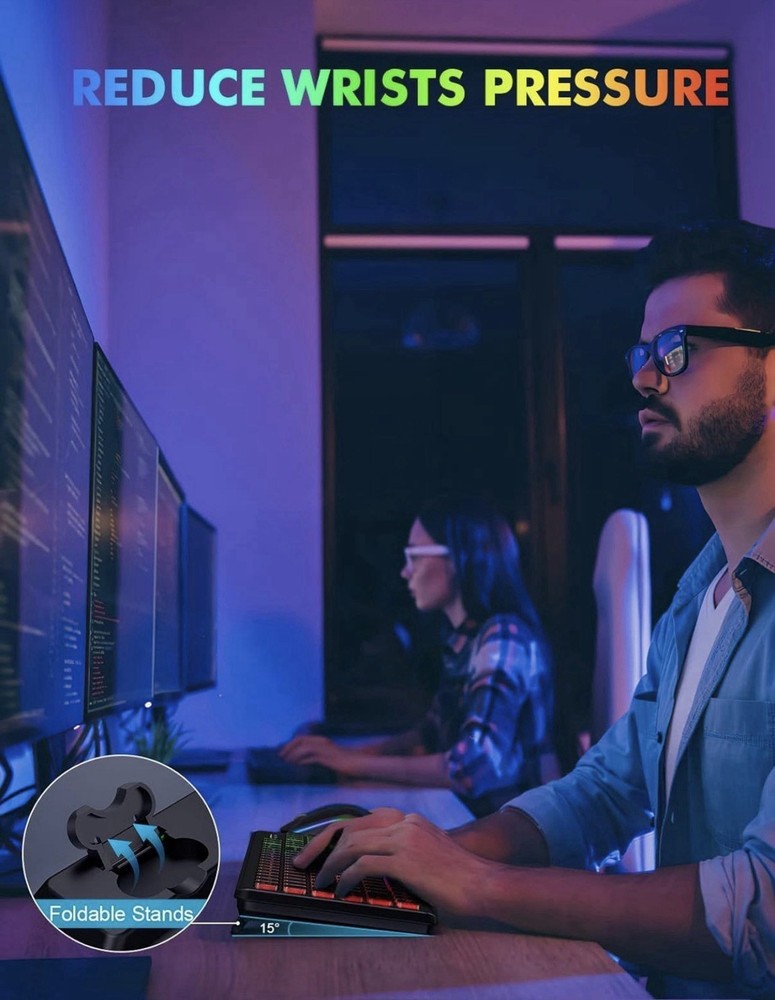 Trueque Wireless Keyboard and Mouse Combo, RGB Backlit, Rechargeable Full Size