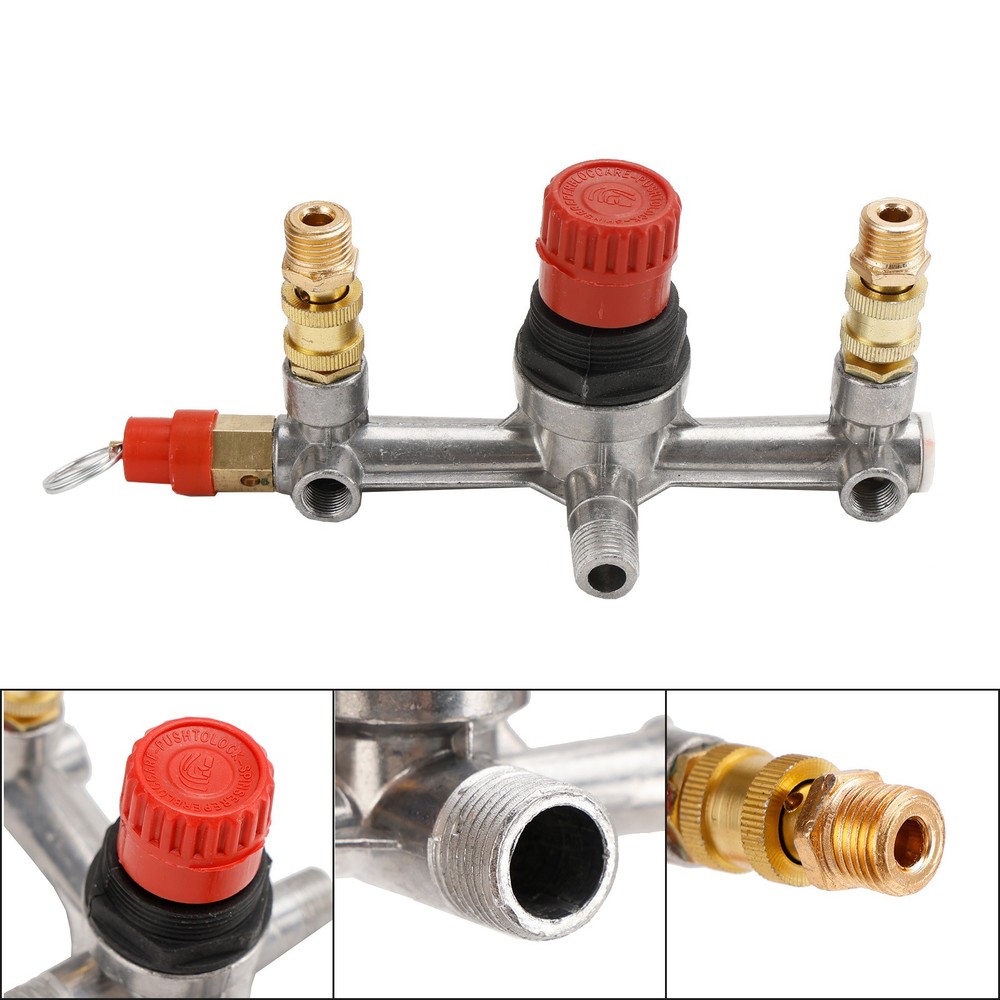 Air Compressor Pressure Valve Switch Control Manifold Regulator Gauges Tool'