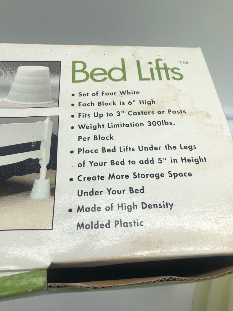 space savers bed risers set of 4 white NIB 6"
