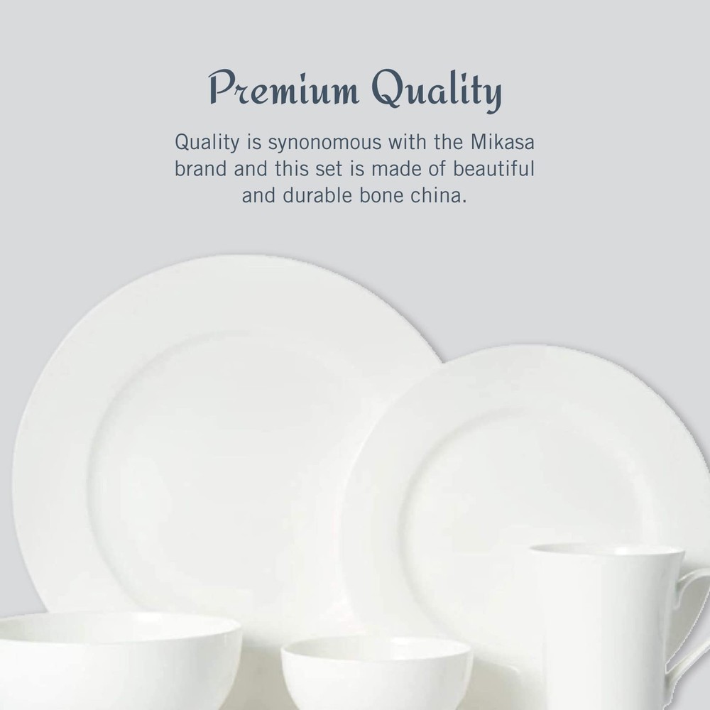 Mikasa Delray 40-Piece Bone China Dinnerware Set, White