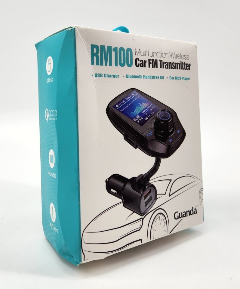 Bluetooth RM100 Multifunction Wireless Car FM Transmitter Kit- Black