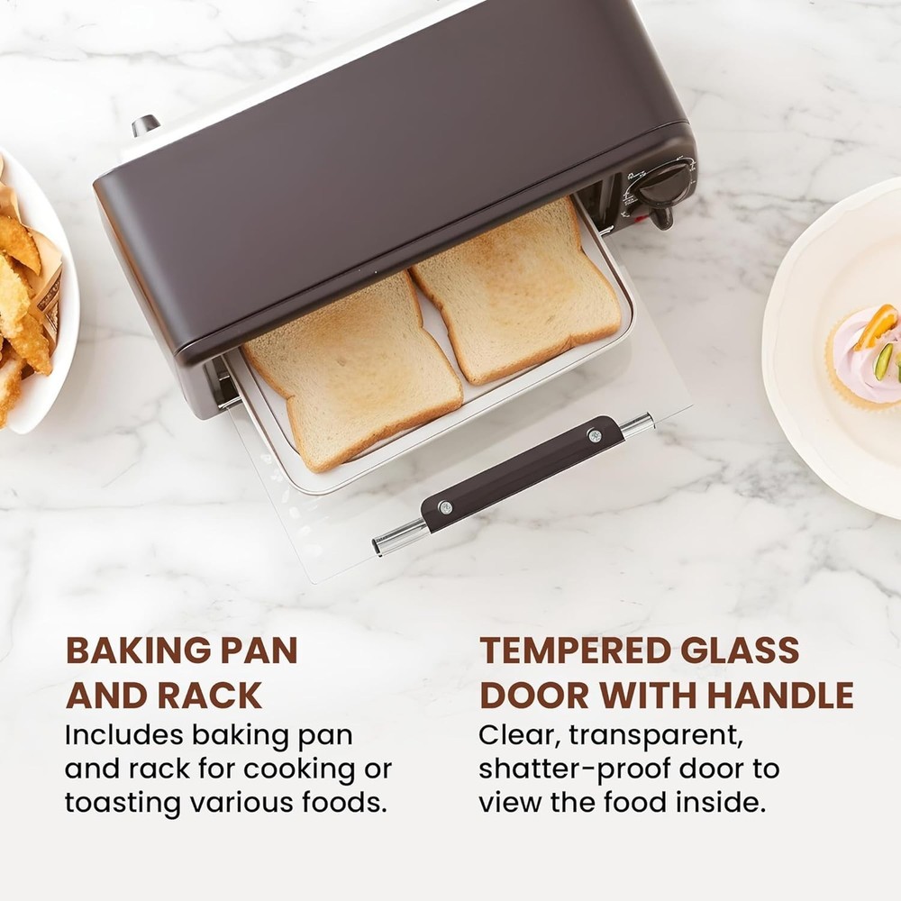 Compact 2-Slice Toaster Oven with Timer & Adjustable Temp - Elegant Black Finish