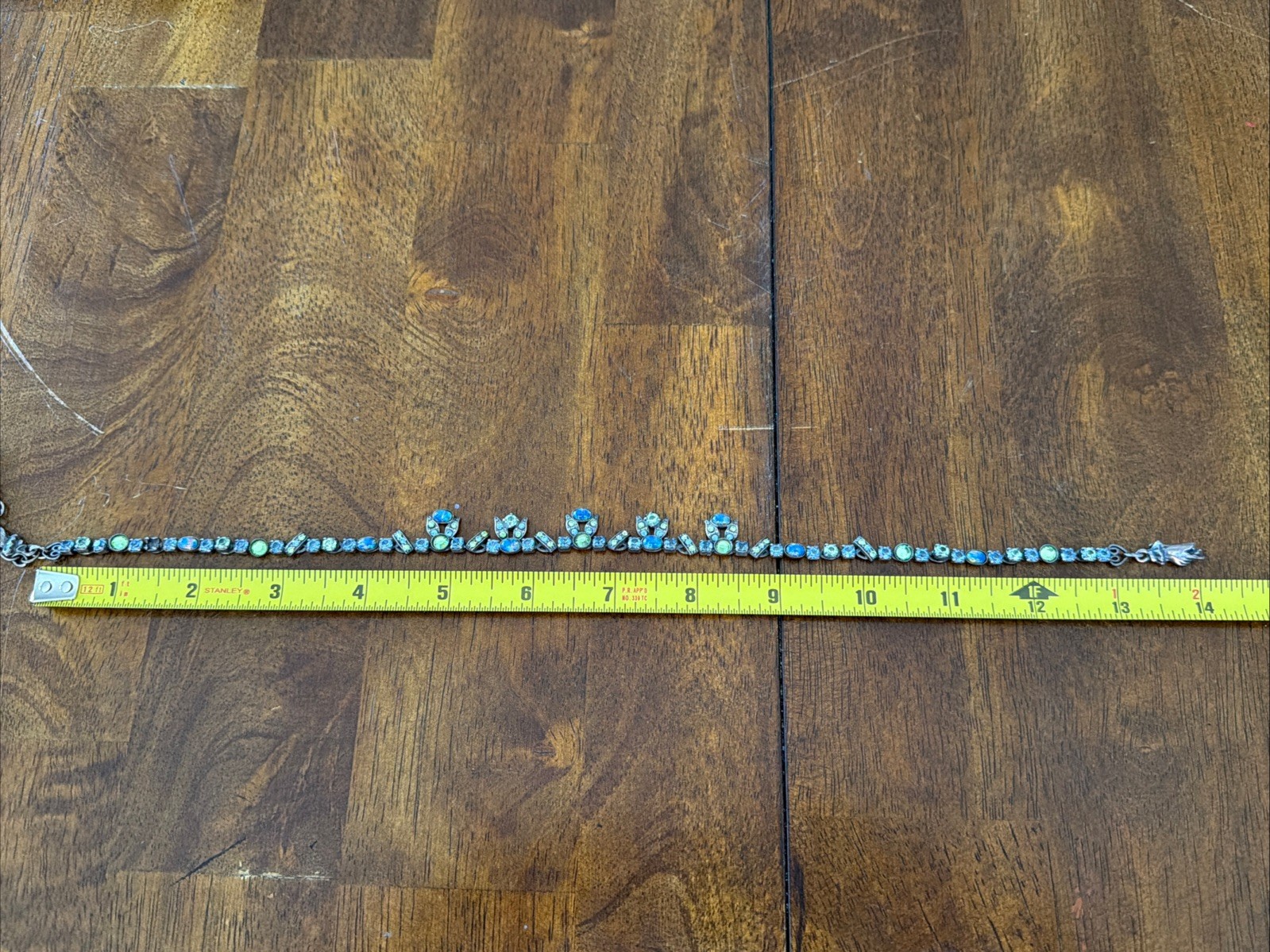 Mary Demarco Fairycore Rhinestone Tulip Glass Opal Hand Clasp Necklace 13"