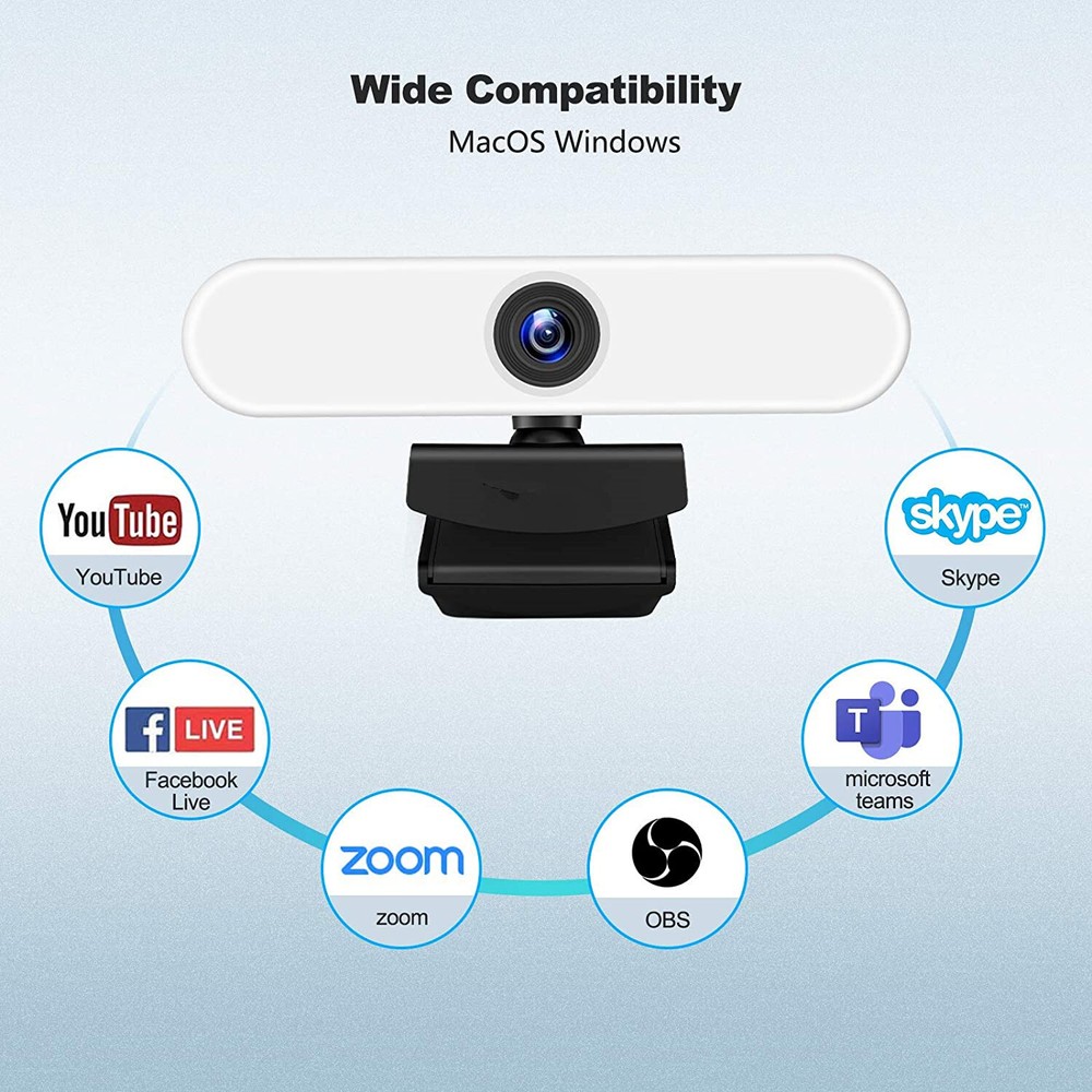 1080P Webcam with Microphone for Desktop,Streaming Webcam with 3Level Brightness