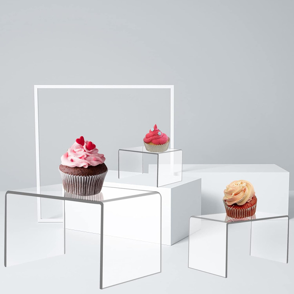 6 Pcs Acrylic Risers for Display, Acrylic Display Riser, Clear Display Stands fo