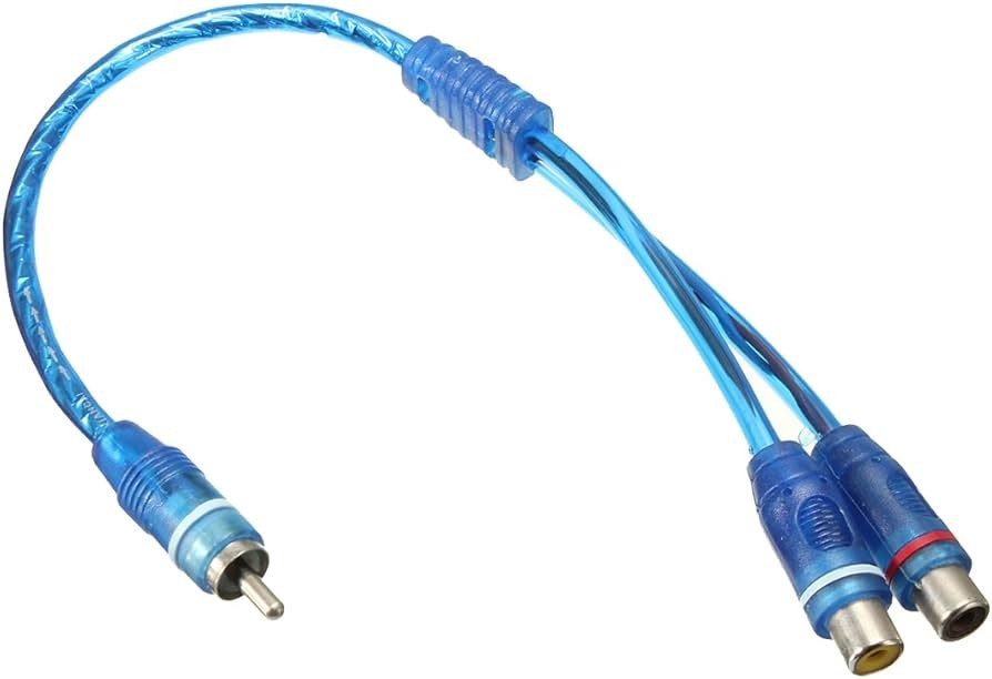 4 Absolute ABC-2F1M BLUE Y-Adapter 2F-1M RCA Interconnect Audio Cable