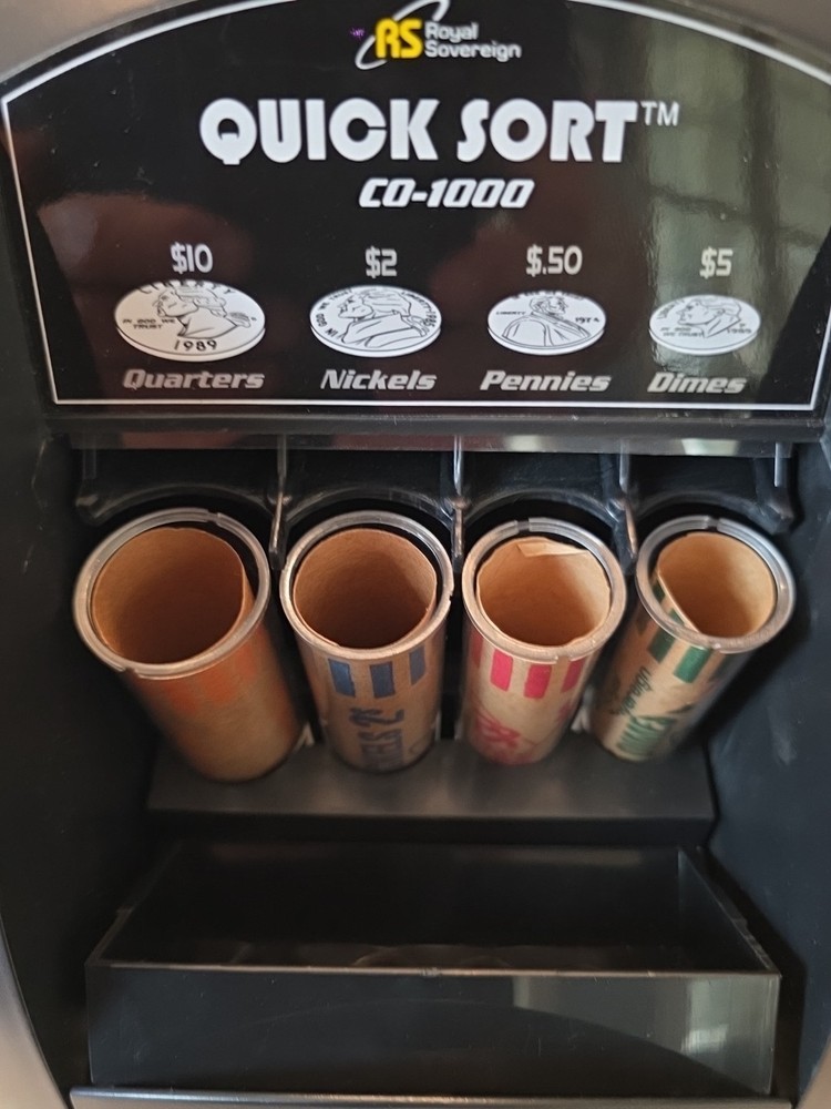 Quick Sort CO-1000 Coin Sorter With Tubes + Overflow tray
