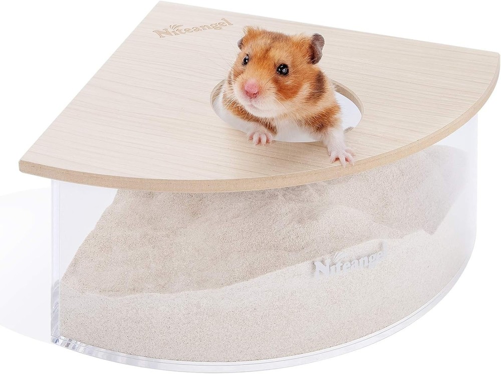 Triangle Acrylic Hamster Sand Bath Container with Removable Lid for Small Pets