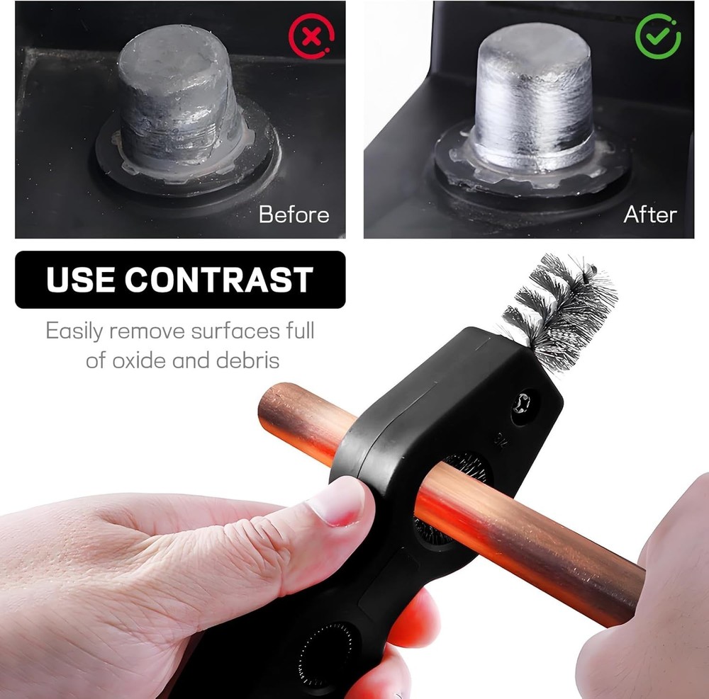 Universal Battery Terminal Cleaning Tool - 4 Functions, Rustproof Design