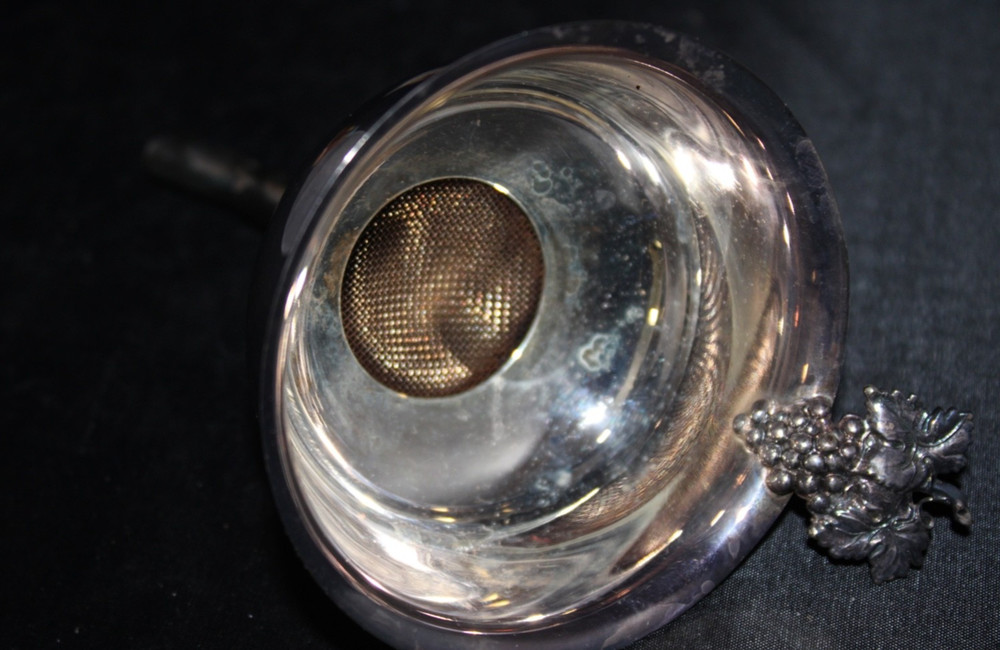 Vintage Art Deco Wine Funnel Silver Plated Grapes Accent