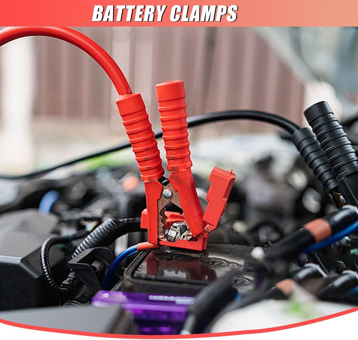 Alligator Clips Jumper Cables 2PCS 13AWG 3.3FT Battery Charger Clamps 12V/24V