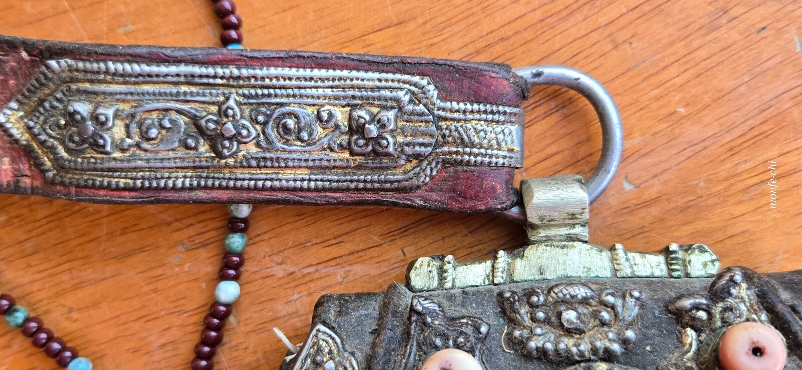 Antique Tibetan Flint Pouch Mechag Chuckmuck Case Tibet Beads