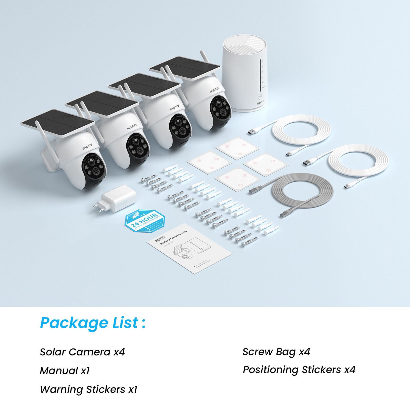 ARCCTV 4MP WiFi6 Wireless Security Camera System Solar Powered Outdoor PTZ CCTV