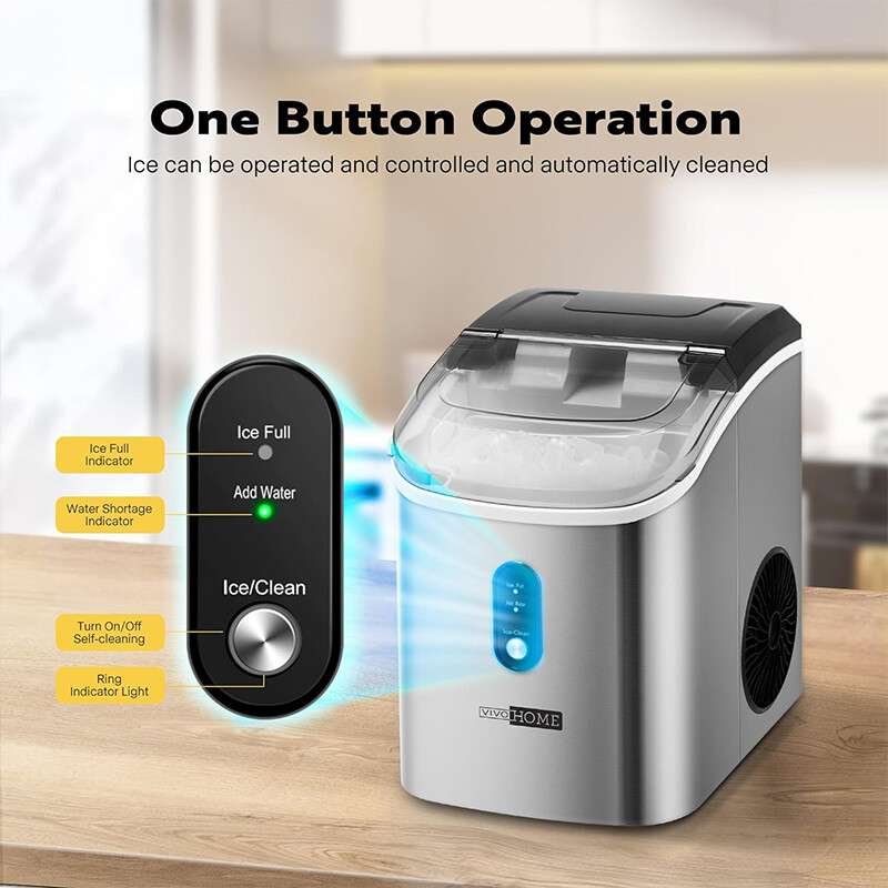 Nugget Ice Maker Countertop Chewable Ice Machine Automatic Self-Cleaning 33LBS