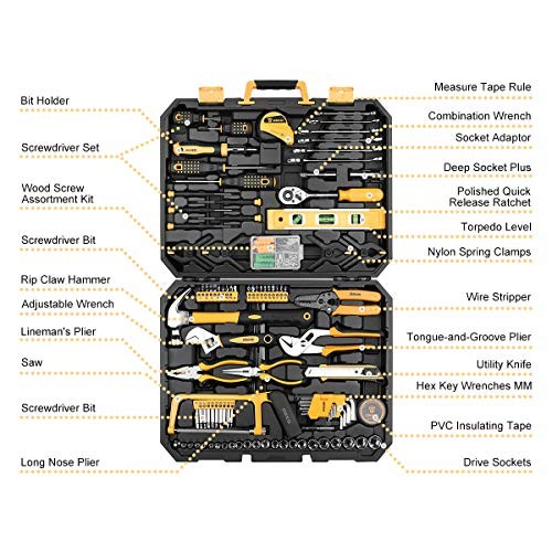 228 Piece Socket Wrench Auto Repair Tool Combination Package Mixed Tool Yellow
