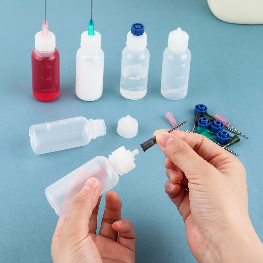 24pcs/Pack Empty Plastic Squeezable Dropper Bottles Fine Tip Glue Applicator Set